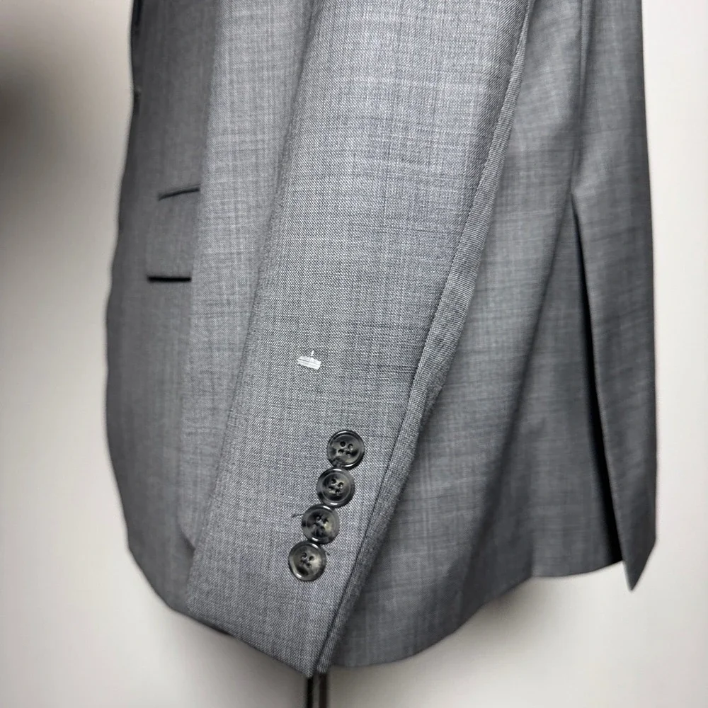 Hart Schaffner Marx Sport Coat Mens 54R Gray Solid Wool Chicago Fit Blazer